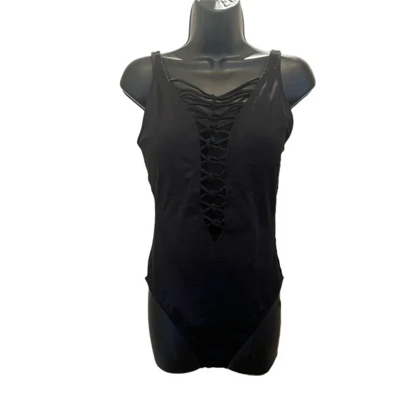 BLEU ROD BEATTIE Let’s Get Knotty Black One Piece - size 8 - Picture 2 of 4